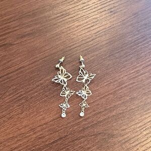 Elegant Gold Butterfly Dangle Earrings